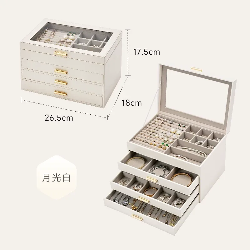 翻盖开窗首饰盒-白色产品图