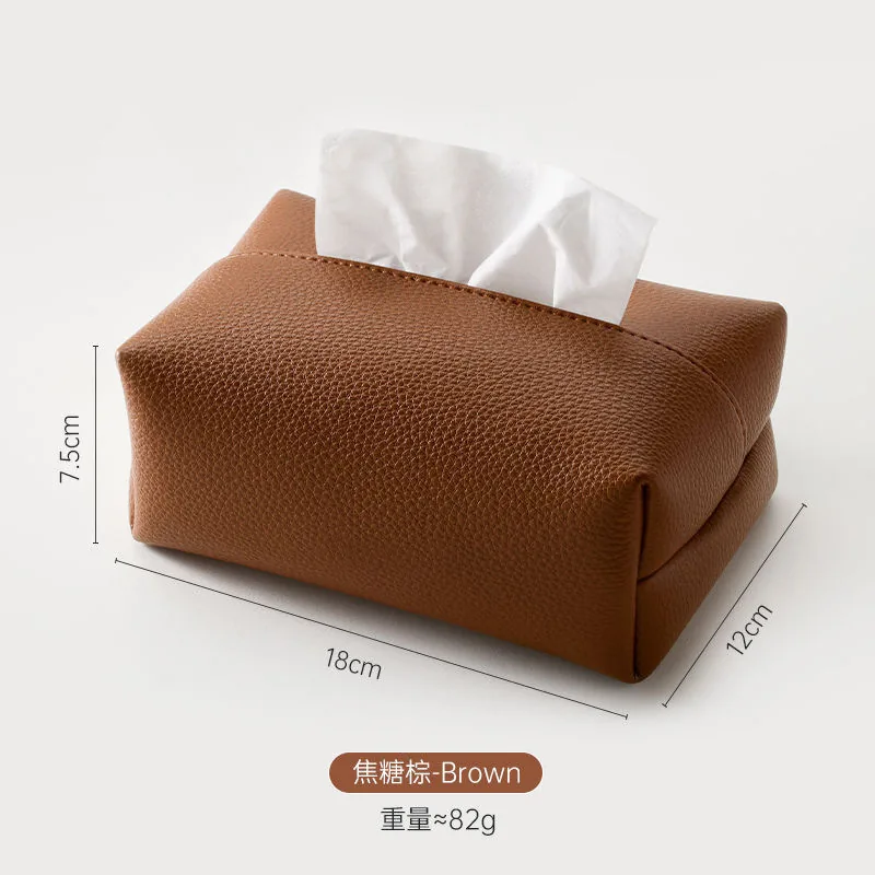 荔枝纹皮革纸巾盒-焦糖棕产品图