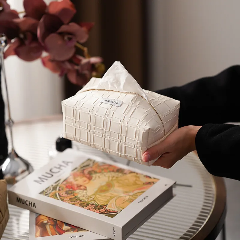 立体纹纸巾盒-白色产品图
