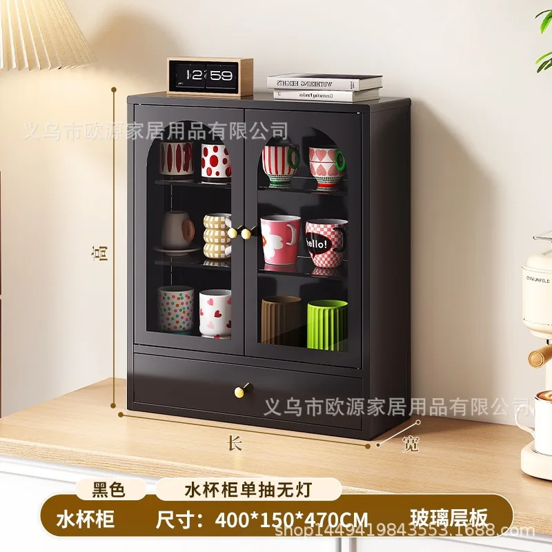 拱形门水杯柜单抽-黑色产品图